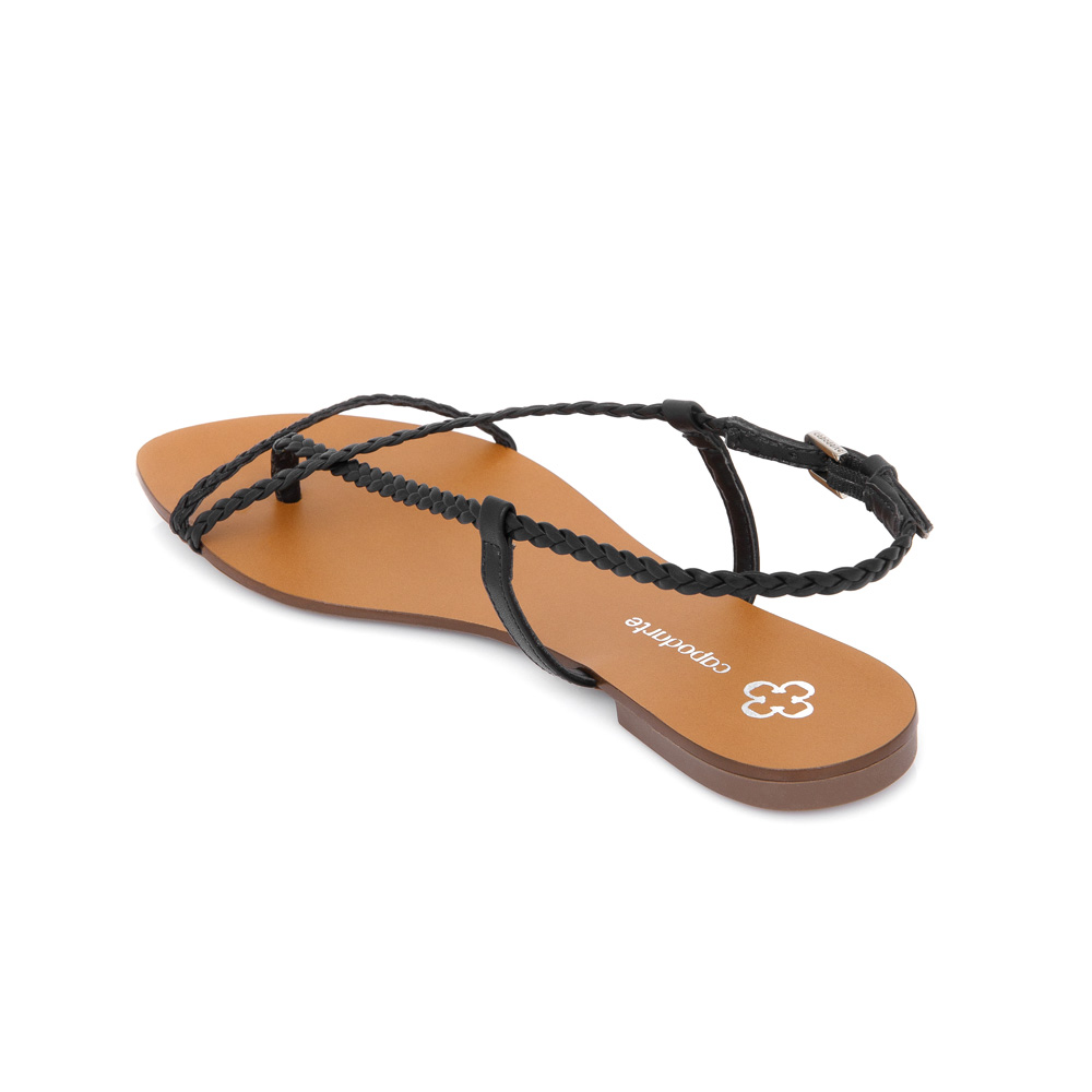 SANDÁLIA RASTEIRA PRETA COURO TRANÇADA image number 2