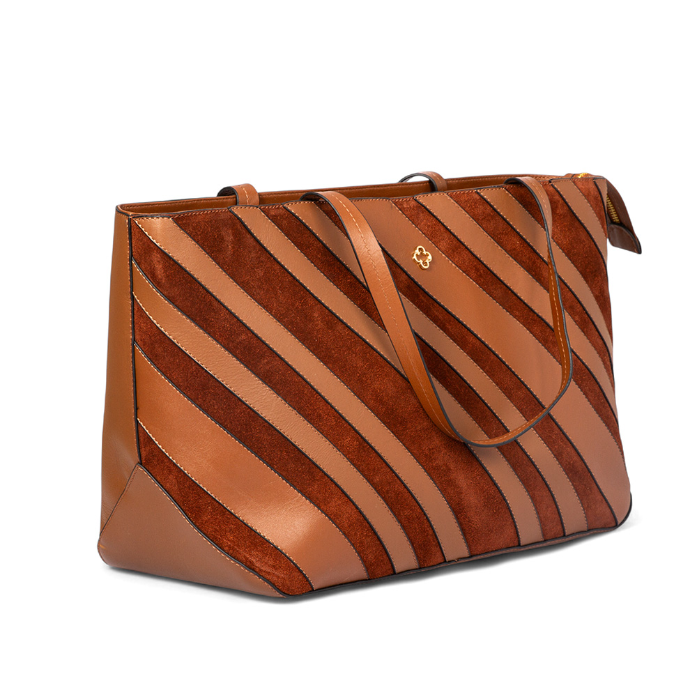 BOLSA GRANDE CARAMELO DE COURO SUEDE SHOPPER image number 2