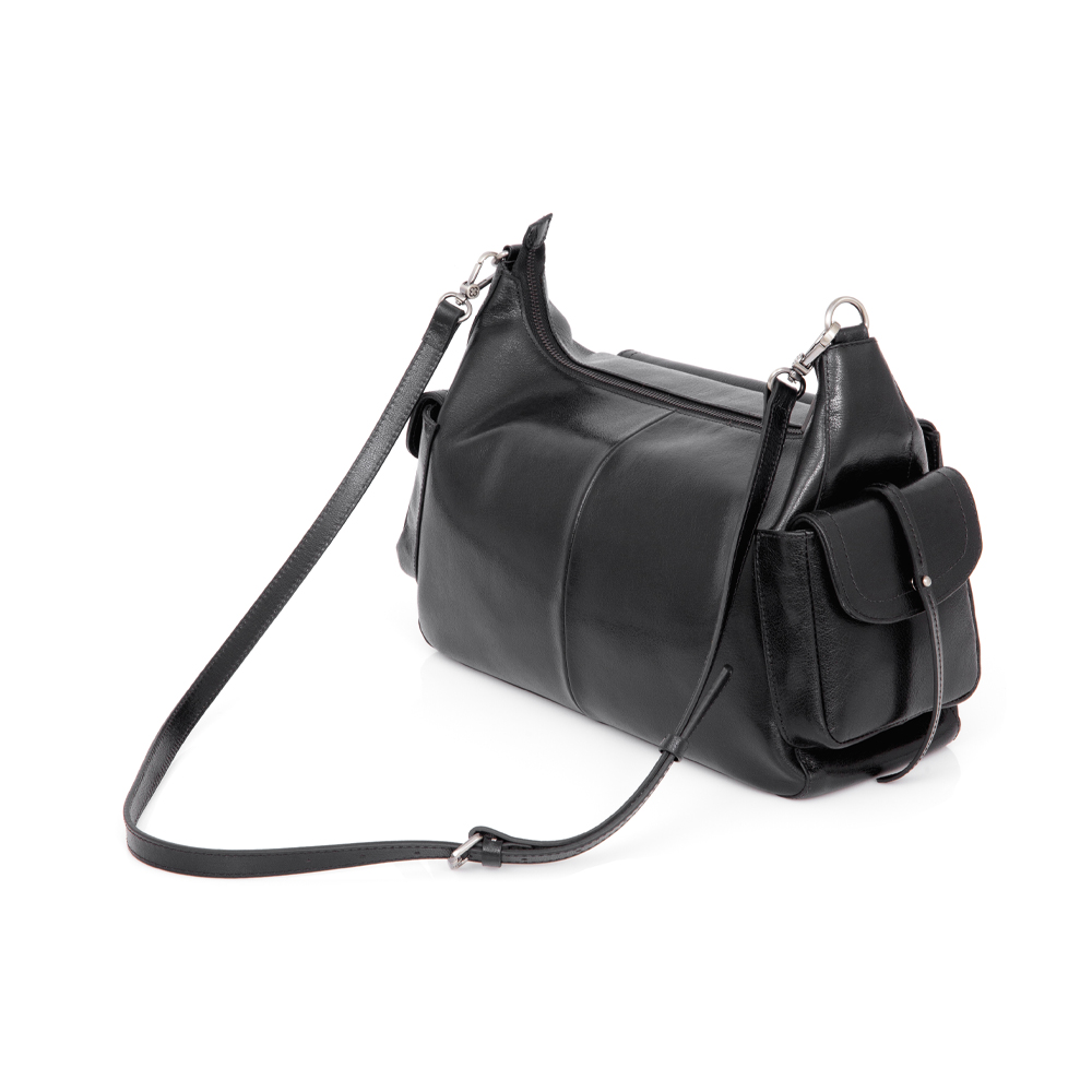 BOLSA MÉDIA PRETA DE COURO TOTE image number 2