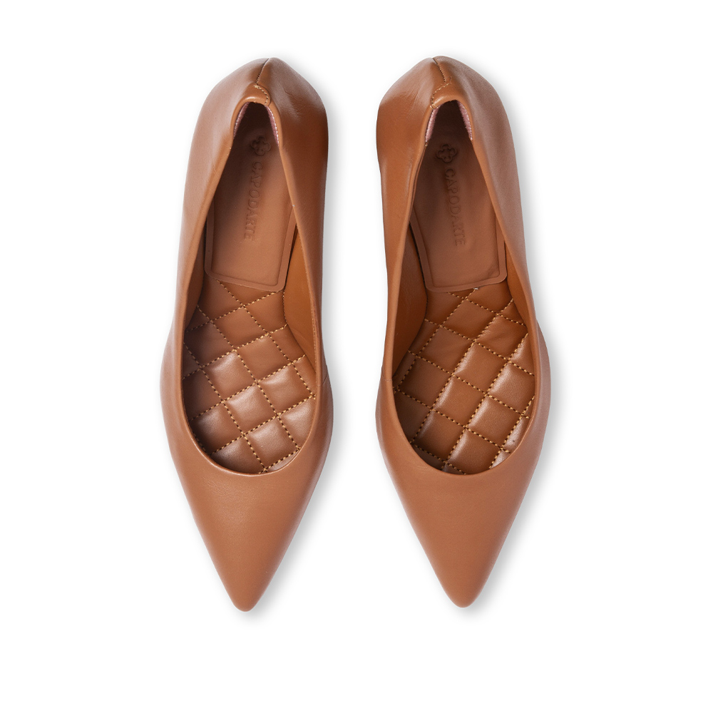 SCARPIN SALTO BLOCO CARAMELO DE COURO image number 4