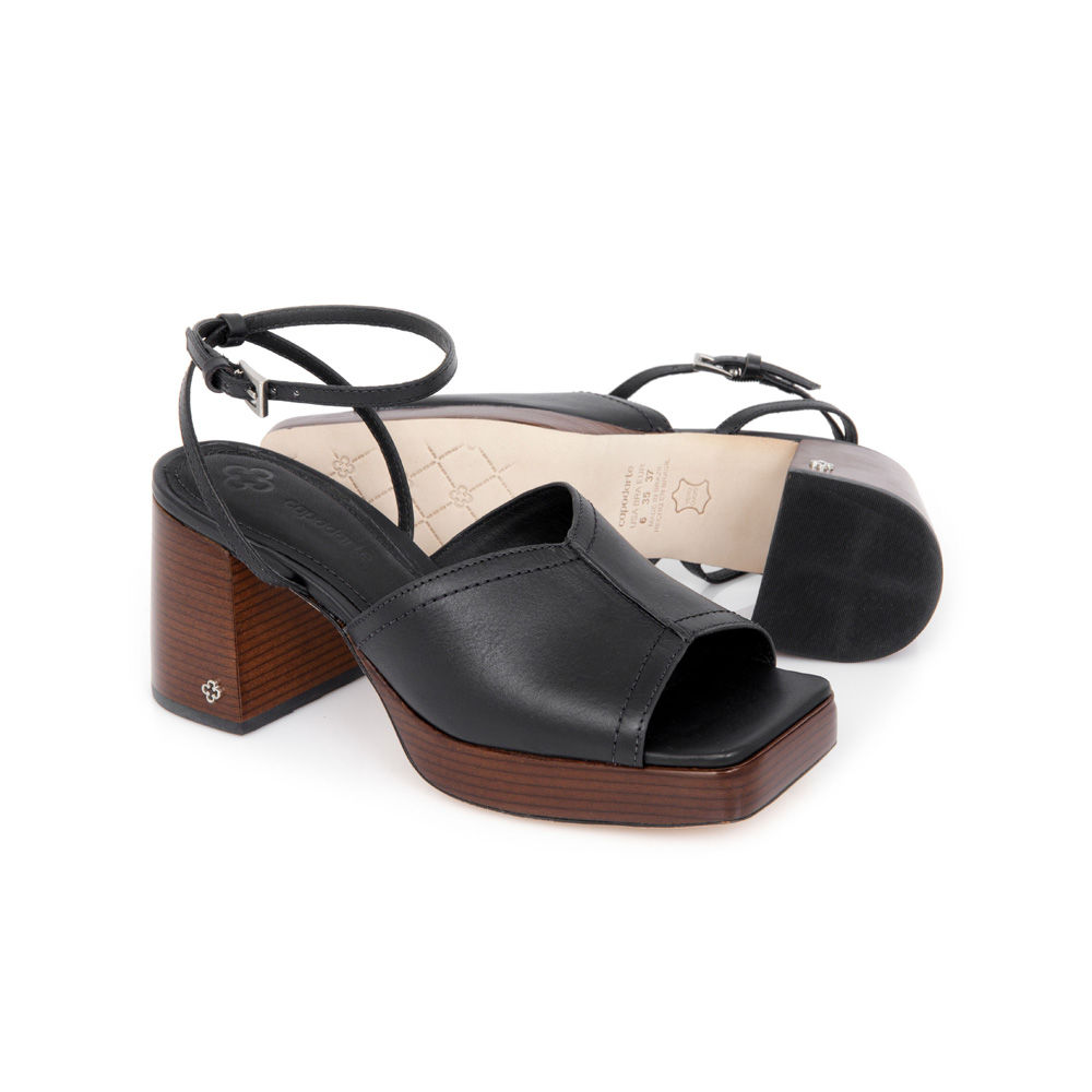 SANDÁLIA MEIA PATA PRETA DE COURO image number 3