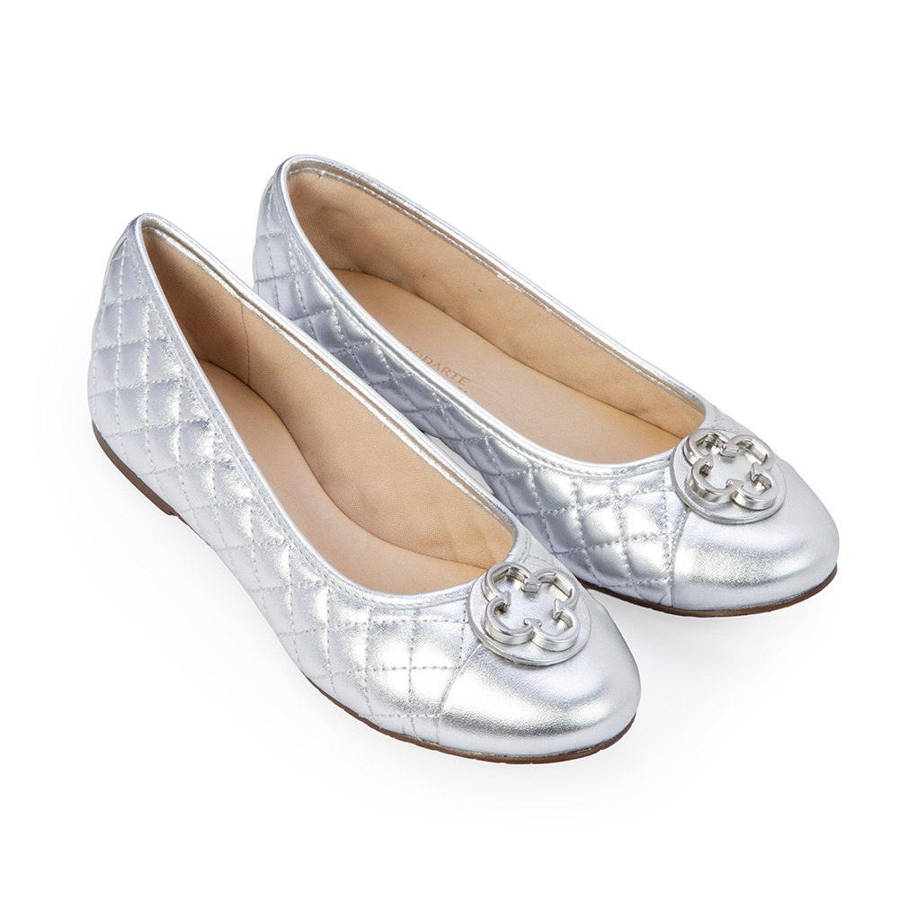 SAPATILHA CATHERINE INFANTIL COURO METALIZADO PRATA image number 1