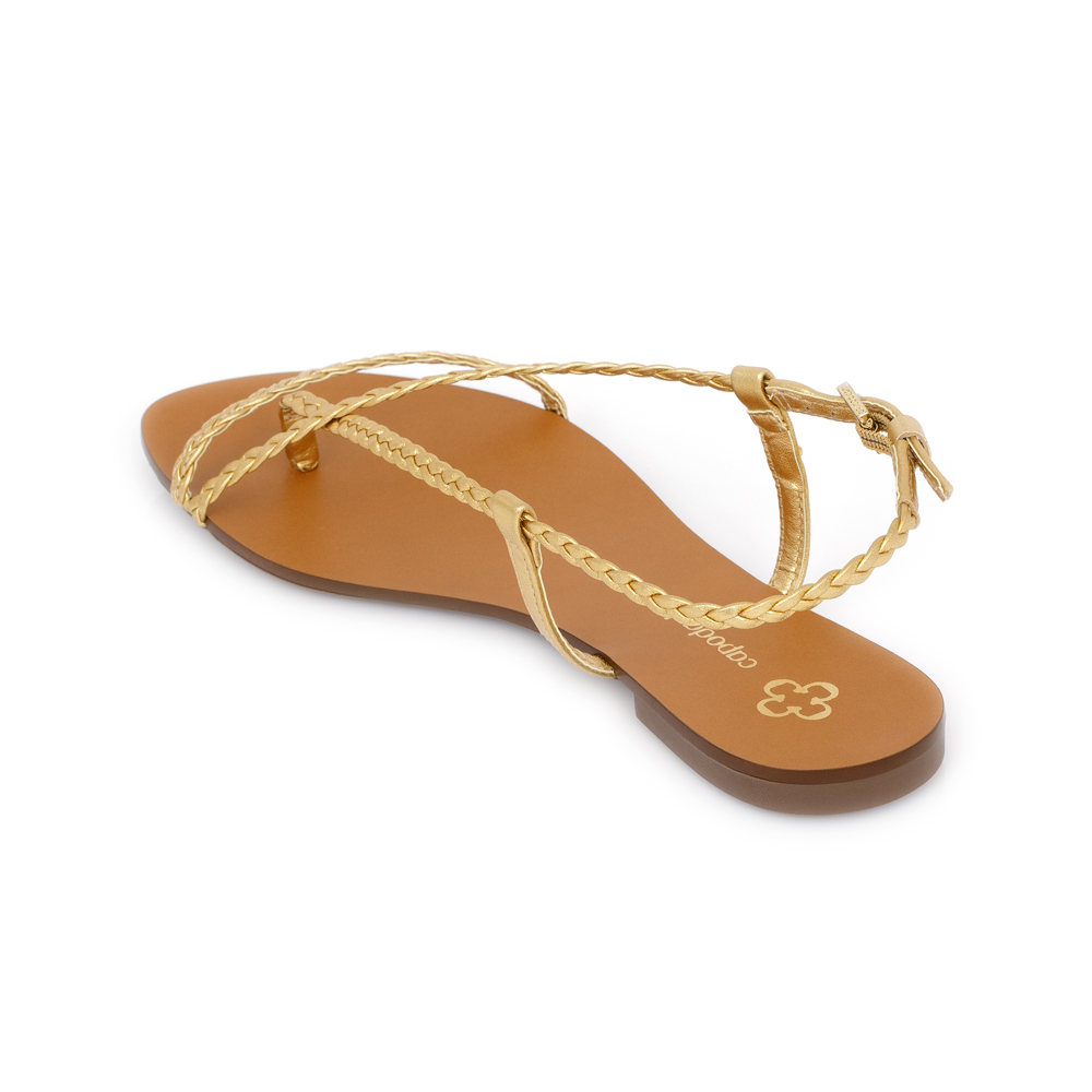 SAND&Aacute;LIA RASTEIRA DOURADA COURO TRAN&Ccedil;ADA image number 2