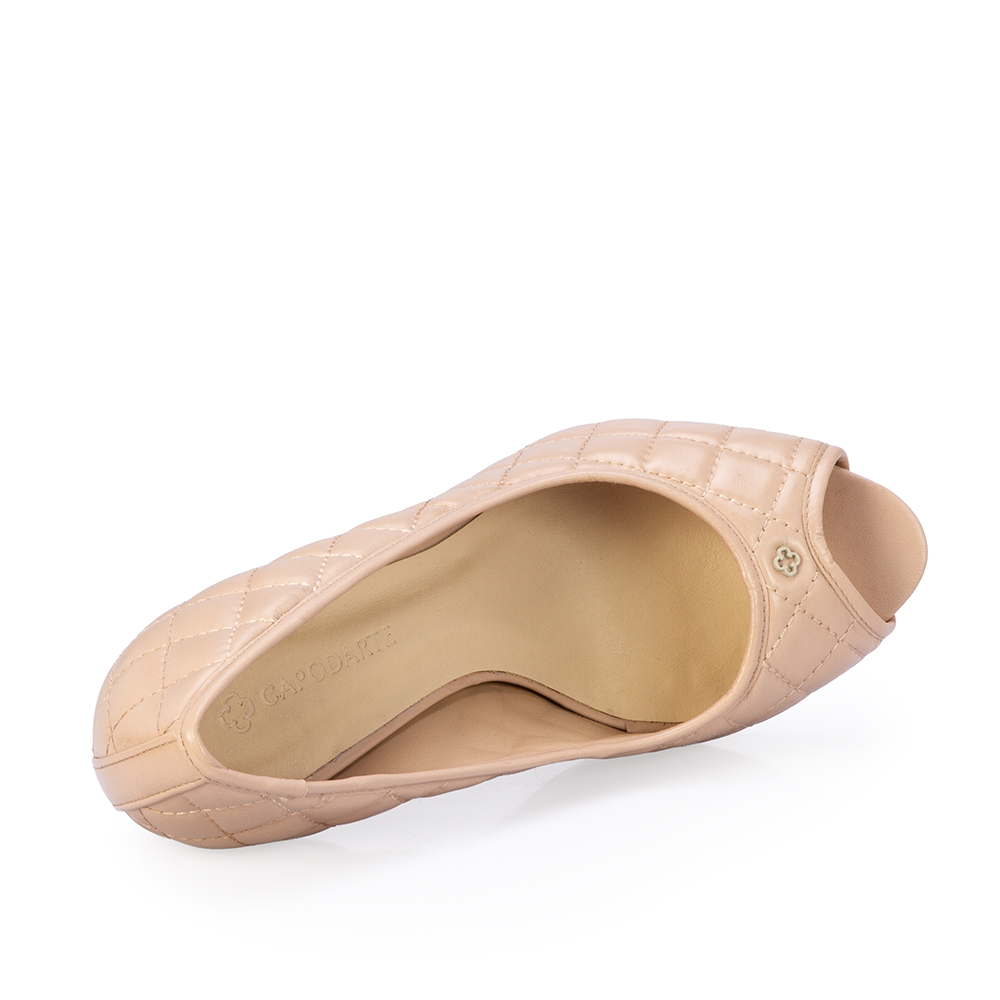 PEEP TOE NUDE SEDA COURO MATELASS&Ecirc; image number 4