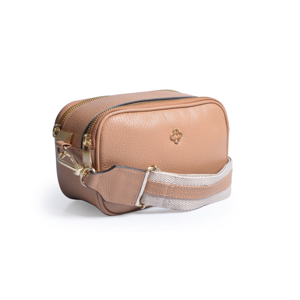 BOLSA TIRACOLO COURO BEGE NATURALE image number 1