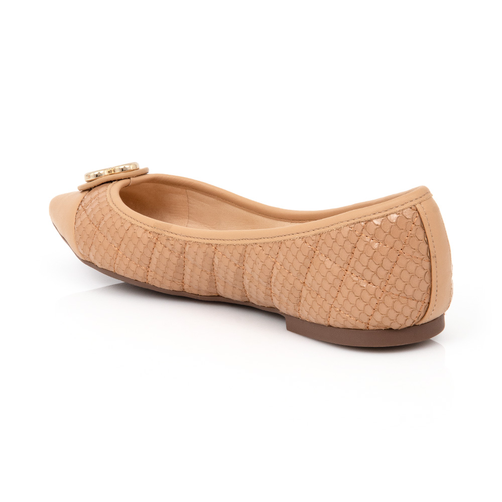 SAPATILHA CATHERINE BICO FINO BEGE NATURALE DE COURO image number 2