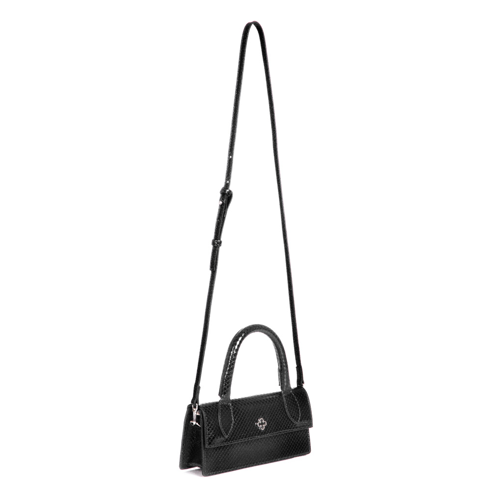 BOLSA PEQUENA PRETA COURO PITONE image number 1