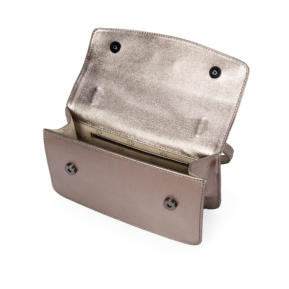 BOLSA SHOULDER BAG COURO CINZA PEWTER image number 4