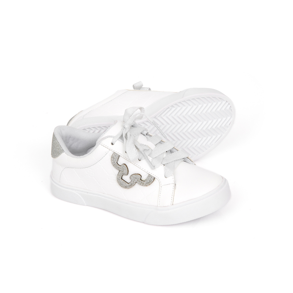 TÊNIS INFANTIL BRANCO E PRATA MONOGRAMA AMARRAÇÃO image number 3