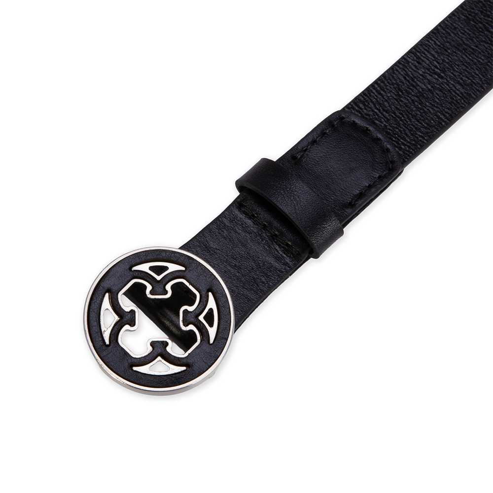 CINTO FEMININO PRETO DE COURO FIVELA REDONDA image number 3