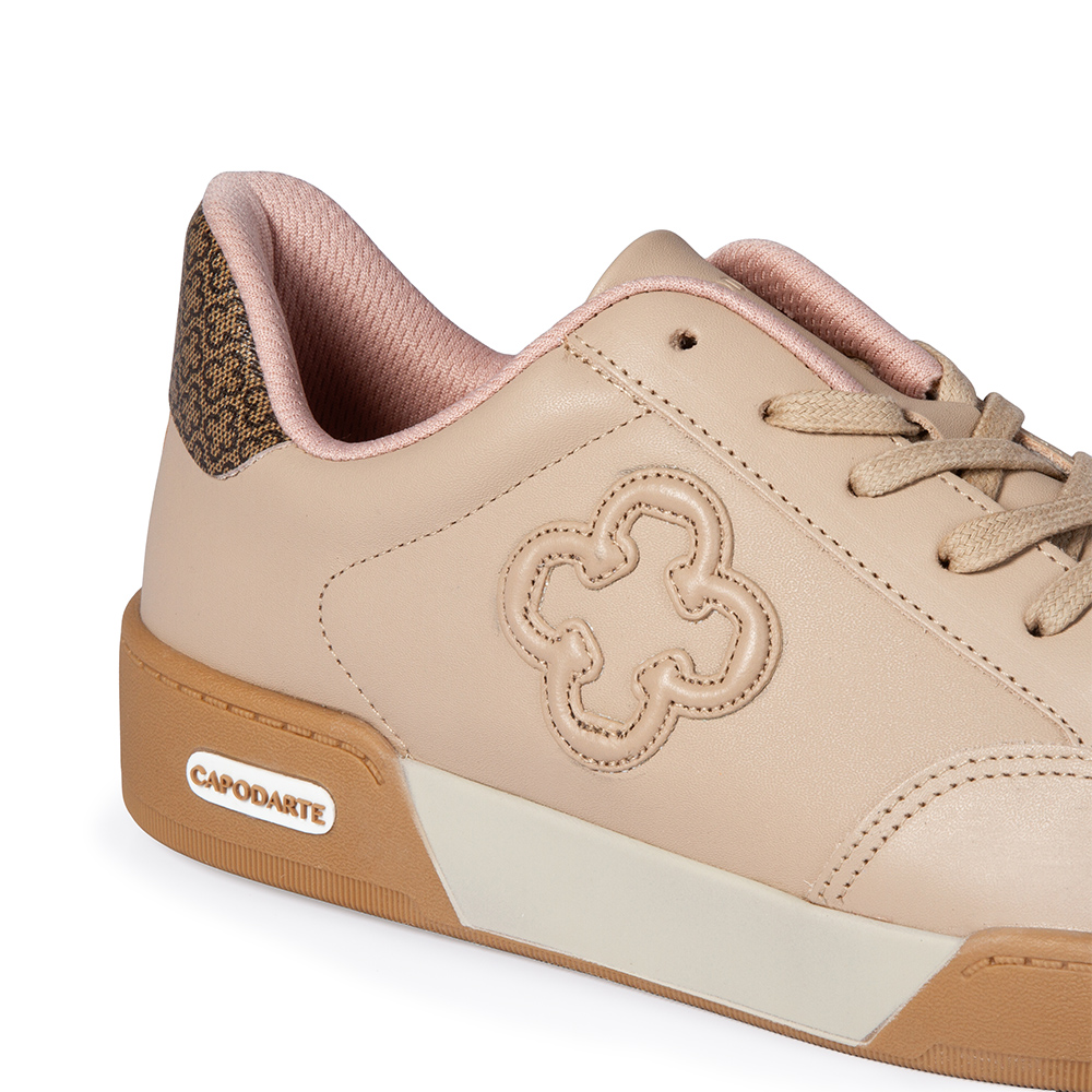 TÊNIS FEMININO NUDE SEDA COURO MONOGRAMA AMARRAÇÃO image number 3