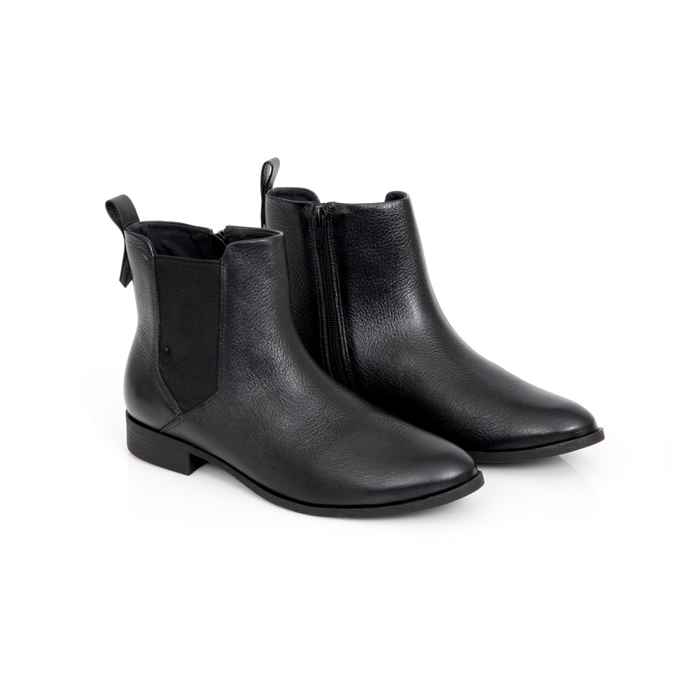 BOTA CANO CURTO PRETA DE COURO image number 1