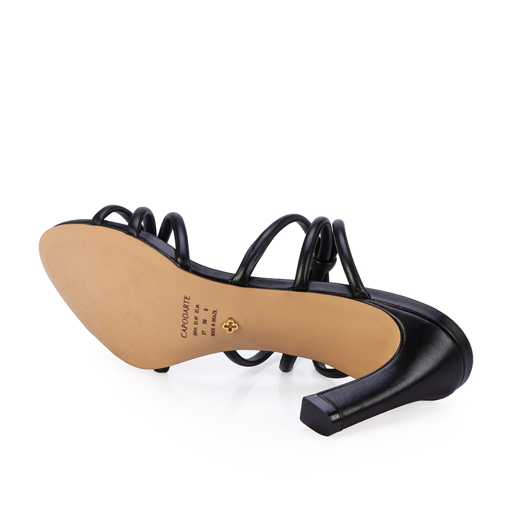 MULE SALTO M&Eacute;DIO PRETO DE COURO image number 3