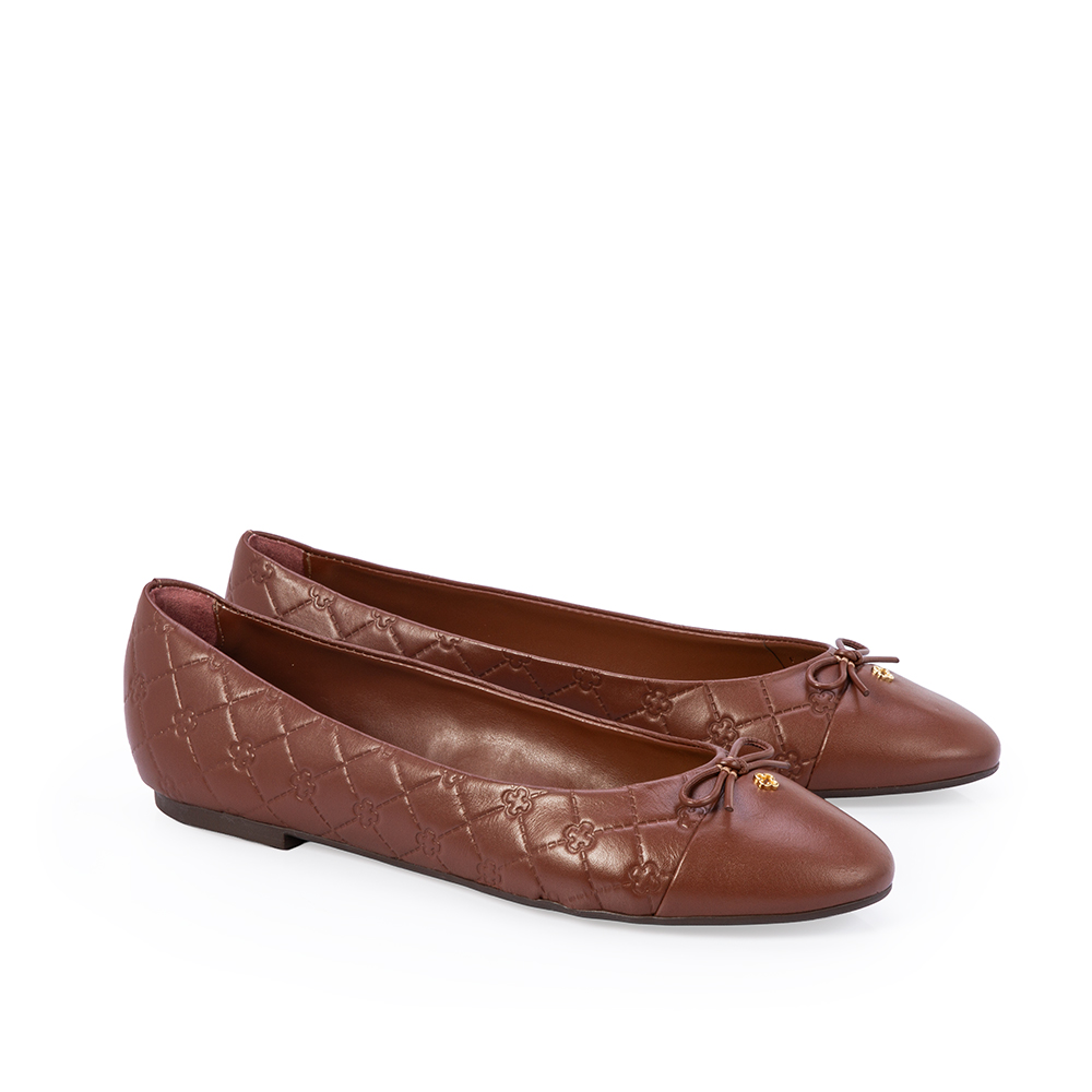 SAPATILHA BICO REDONDO COURO MARROM LA&Ccedil;O image number 2