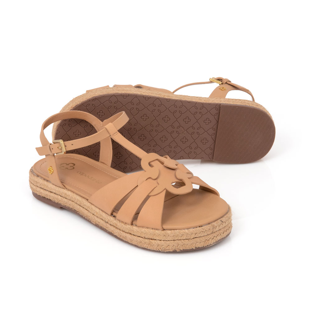 SANDÁLIA SALTO PLATAFORMA BEGE COURO image number 3