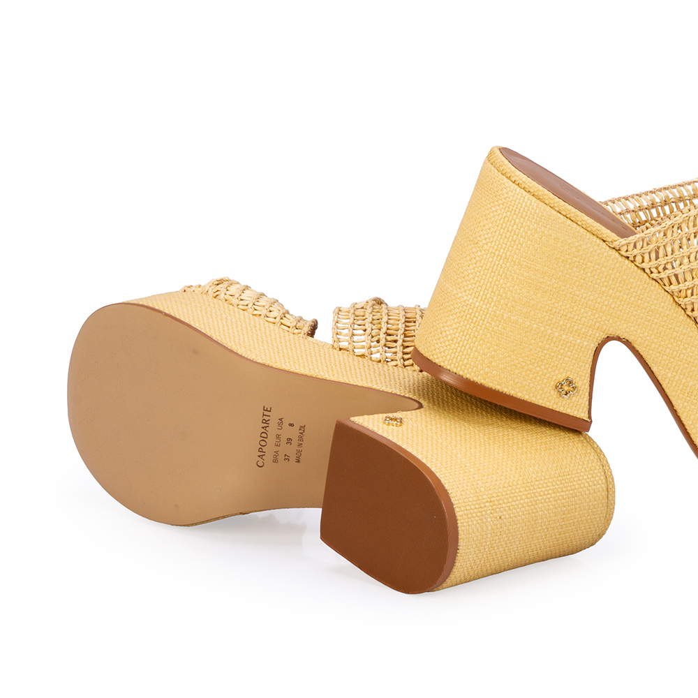 MULE SALTO MEIA PATA BEGE NATURAL TRAMADA image number 3