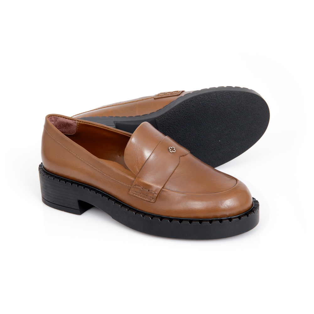 LOAFER MOCASSIM MARROM DE COURO SALTO BAIXO image number 3