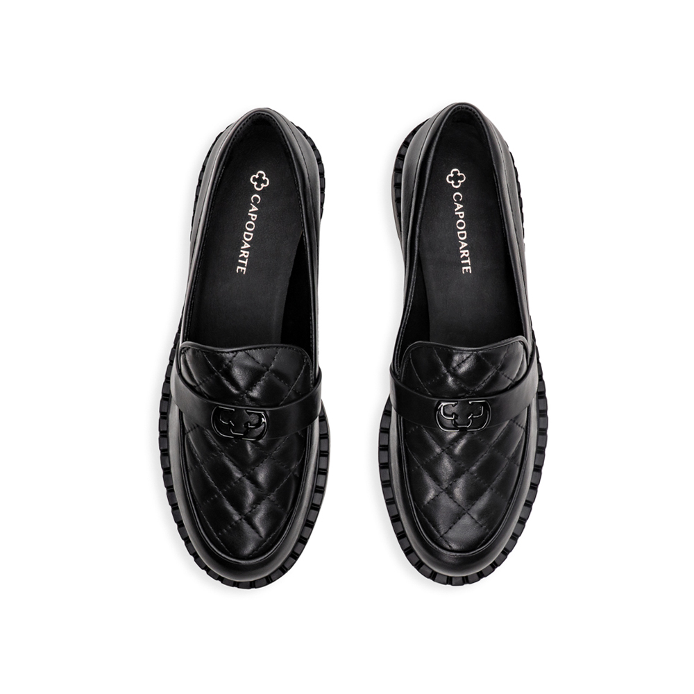 LOAFER MOCASSIM PRETO DE COURO MATELASSÊ image number 4