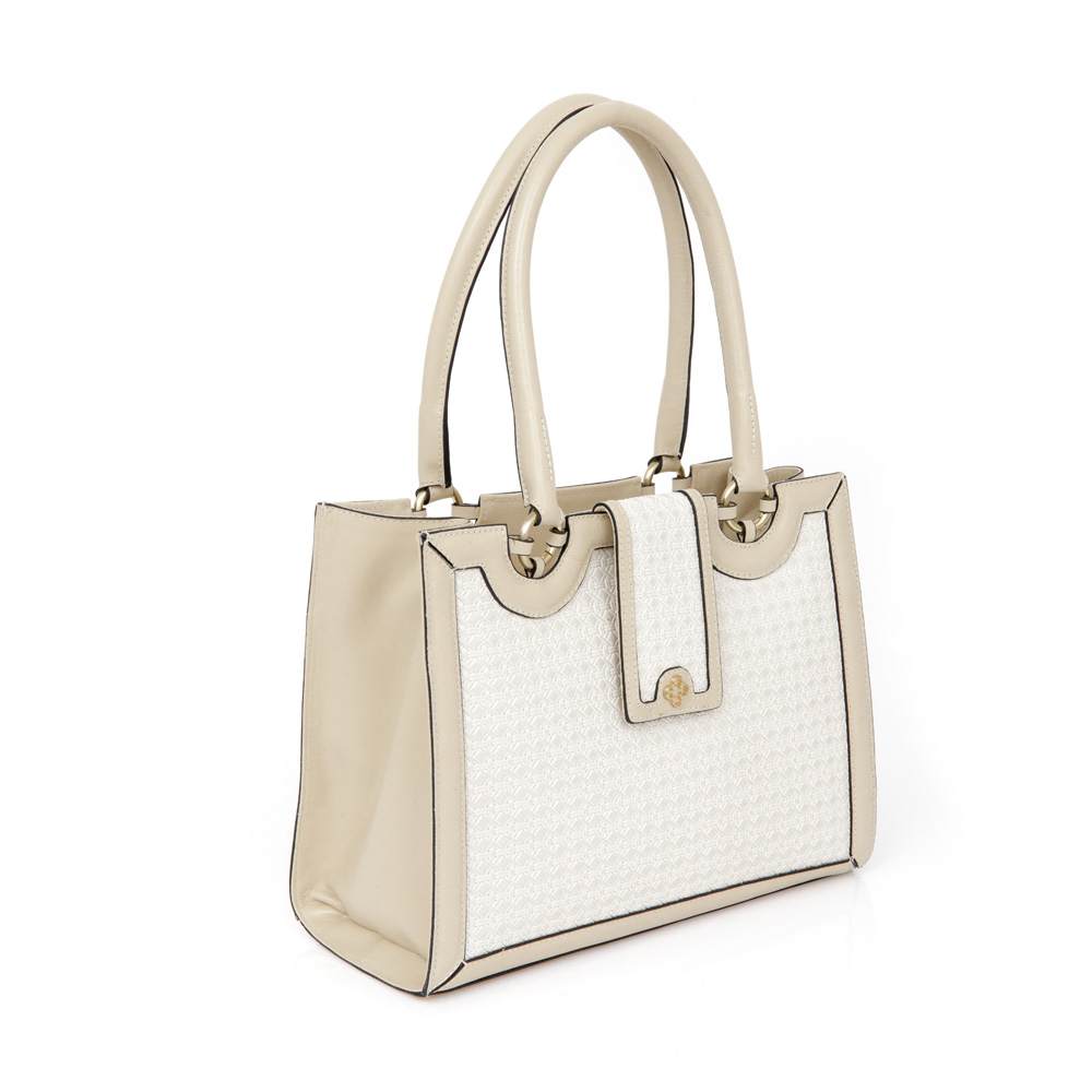 BOLSA SHOPPER COURO BEGE CROCHET image number 3