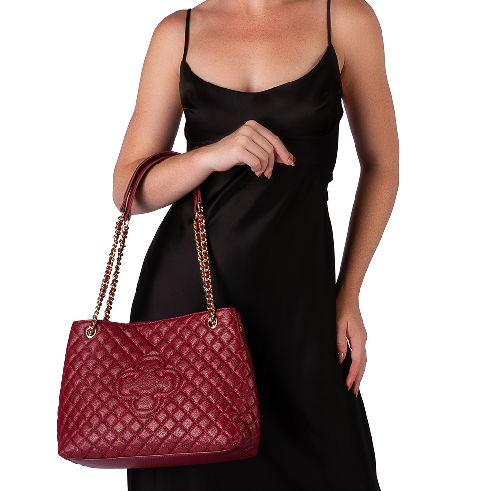 BOLSA CARINA VERMELHA DE COURO MATELASS&Ecirc; HOBO image number 1