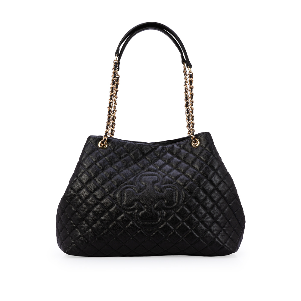 BOLSA PRETA DE COURO COM AL&Ccedil;A CORRENTE DOURADA HOBO CARINA image number 0