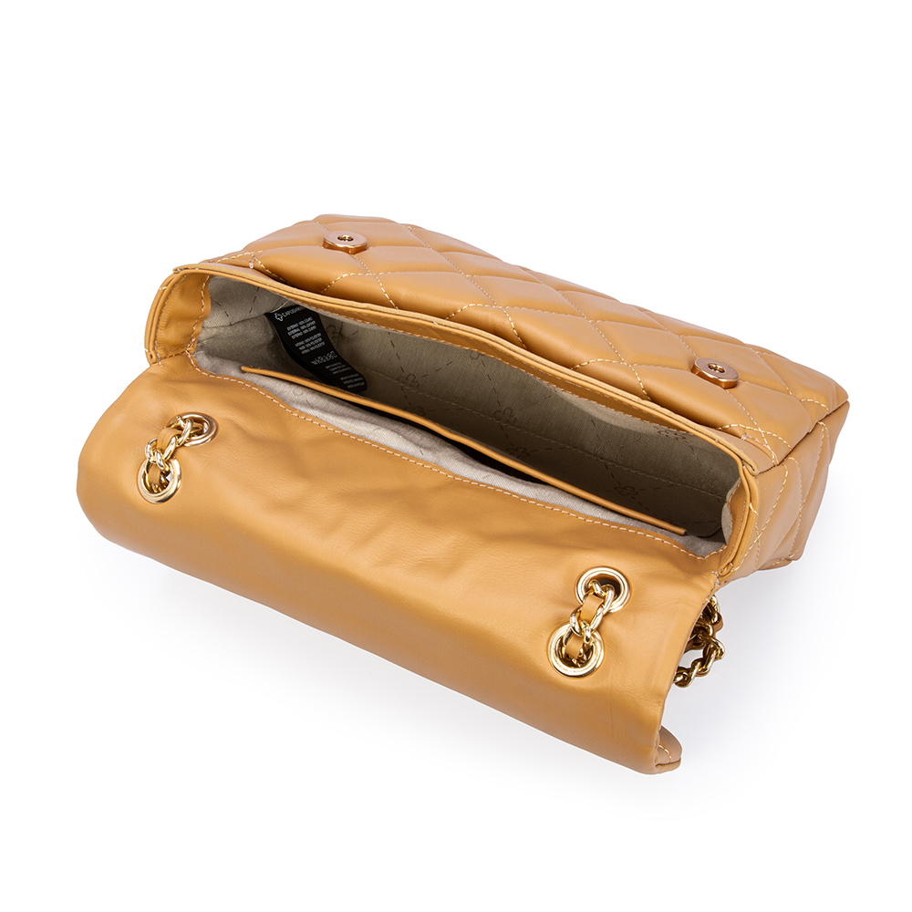 BOLSA BEGE SAVANA DE COURO MATELASS&Ecirc; SHOULDER BAG image number 4