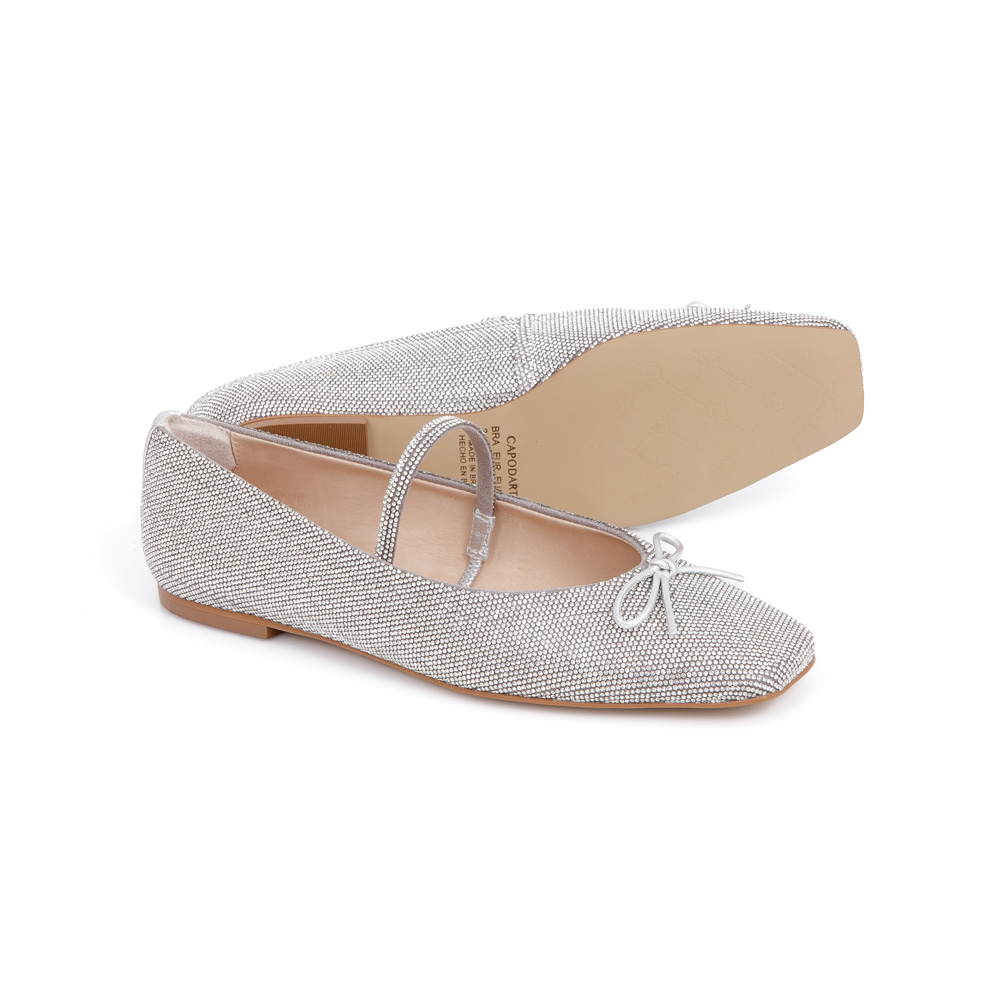 SAPATILHA BICO QUADRADO DE COURO PRATEADA image number 3