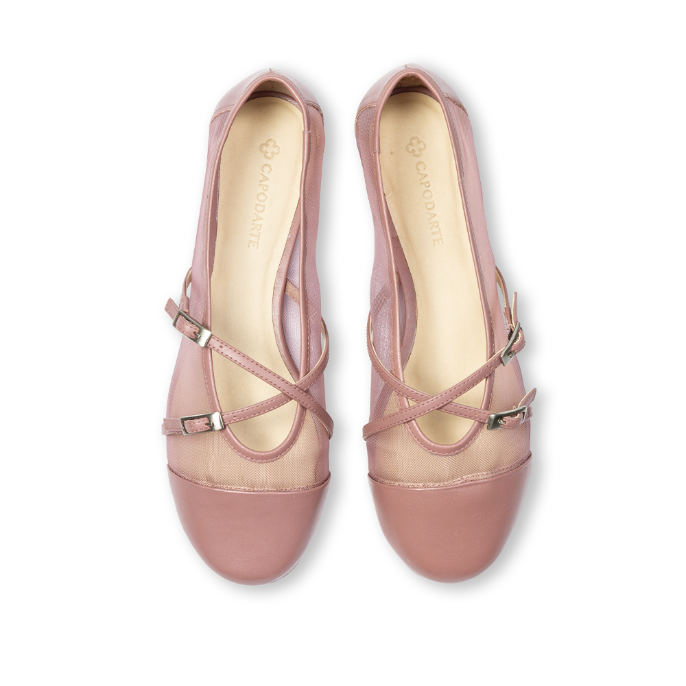 SAPATILHA ROSA MALVA DE COURO COM TELA image number 4