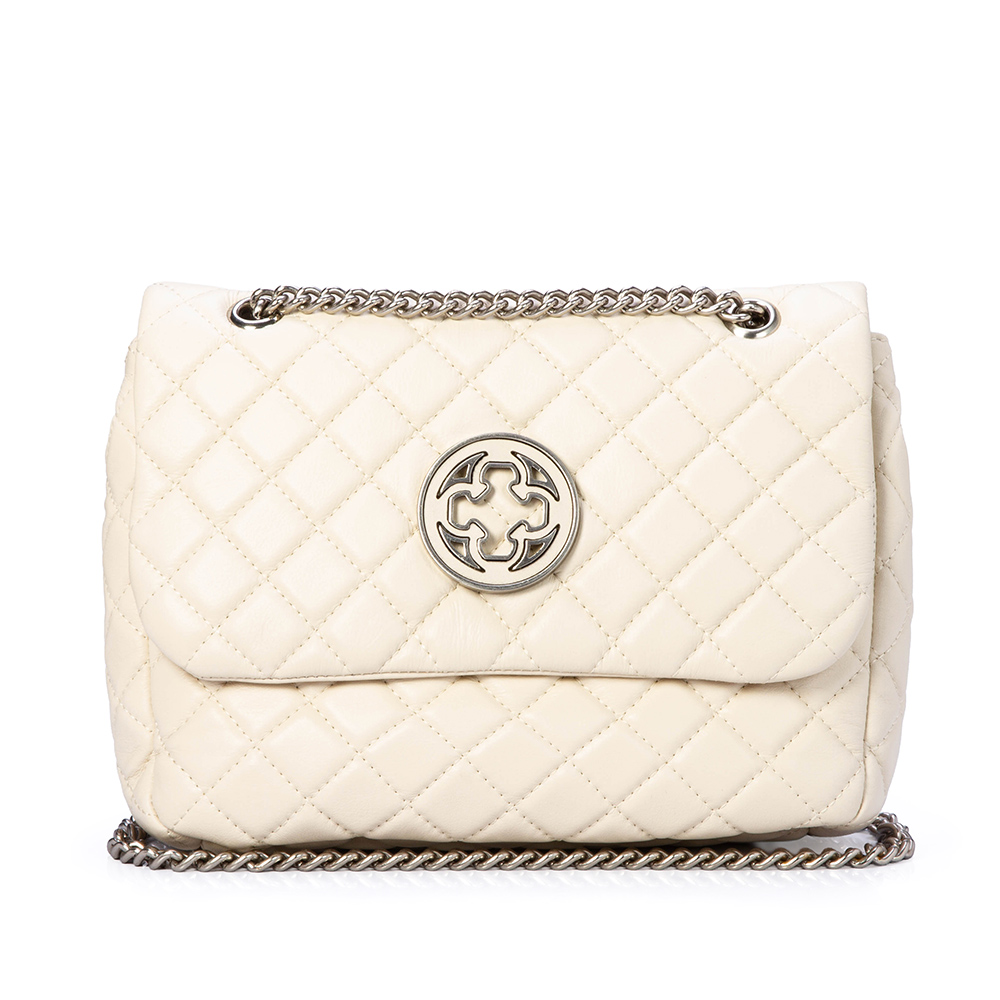 BOLSA BEGE VANILLA DE COURO MATELASS&Ecirc; SHOULDER BAG image number 0