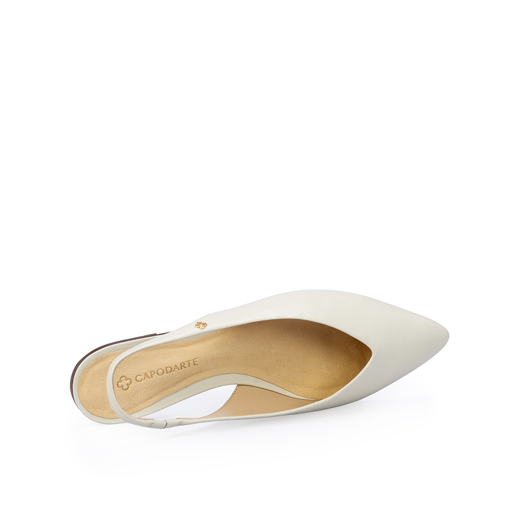 SAPATILHA SLINGBACK BRANCA DUNA DE COURO image number 4