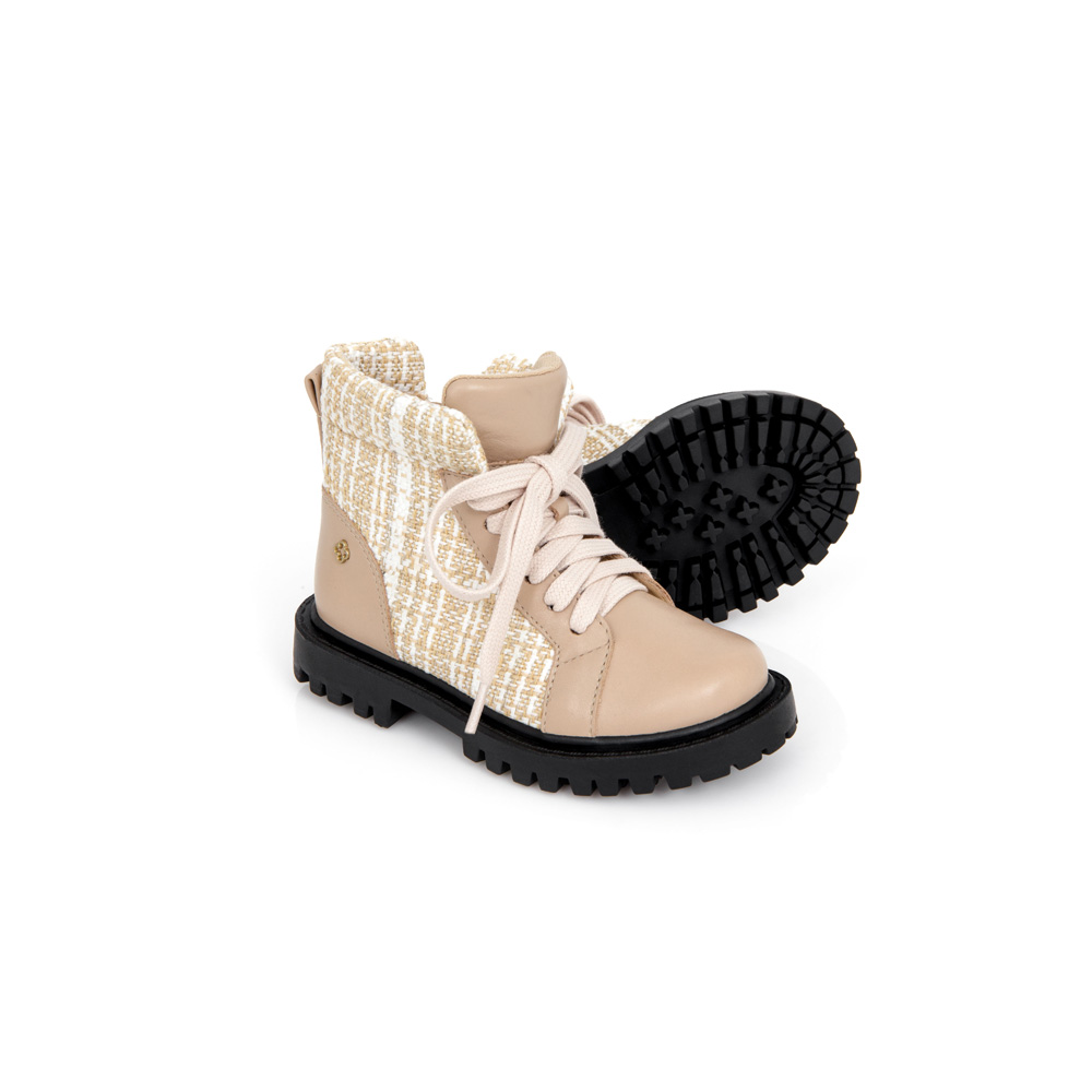 BOTA INFANTIL DE COURO NUDE SEDA TWEED TRATORADA image number 3
