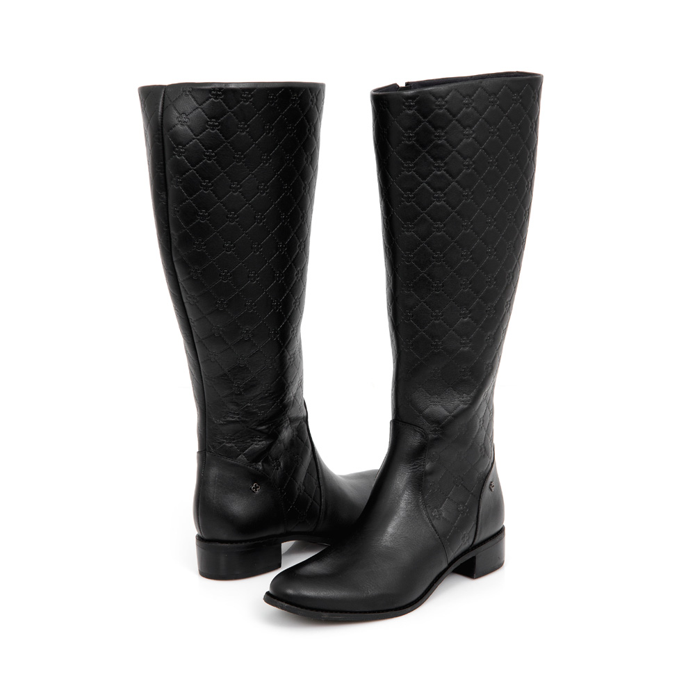 BOTA PRETA DE COURO CANO ALTO MONOGRAMA image number 3