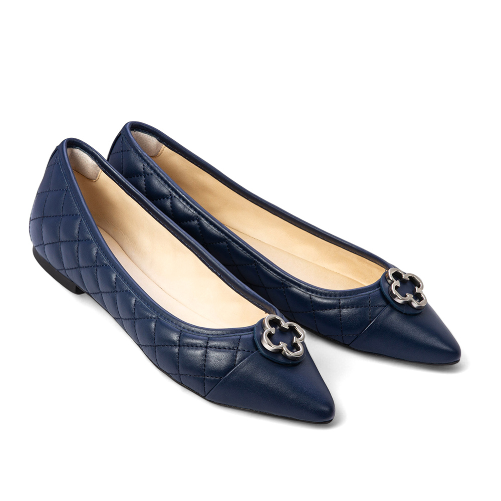 SAPATILHA BICO FINO MARINHO AZZURRO DE COURO MATELASS&Ecirc; CATHERINE image number 1