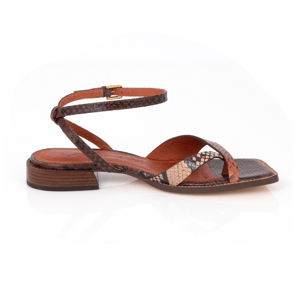 SAND&Aacute;LIA CARAMELO SALTO BAIXO COURO PITONE image number 0