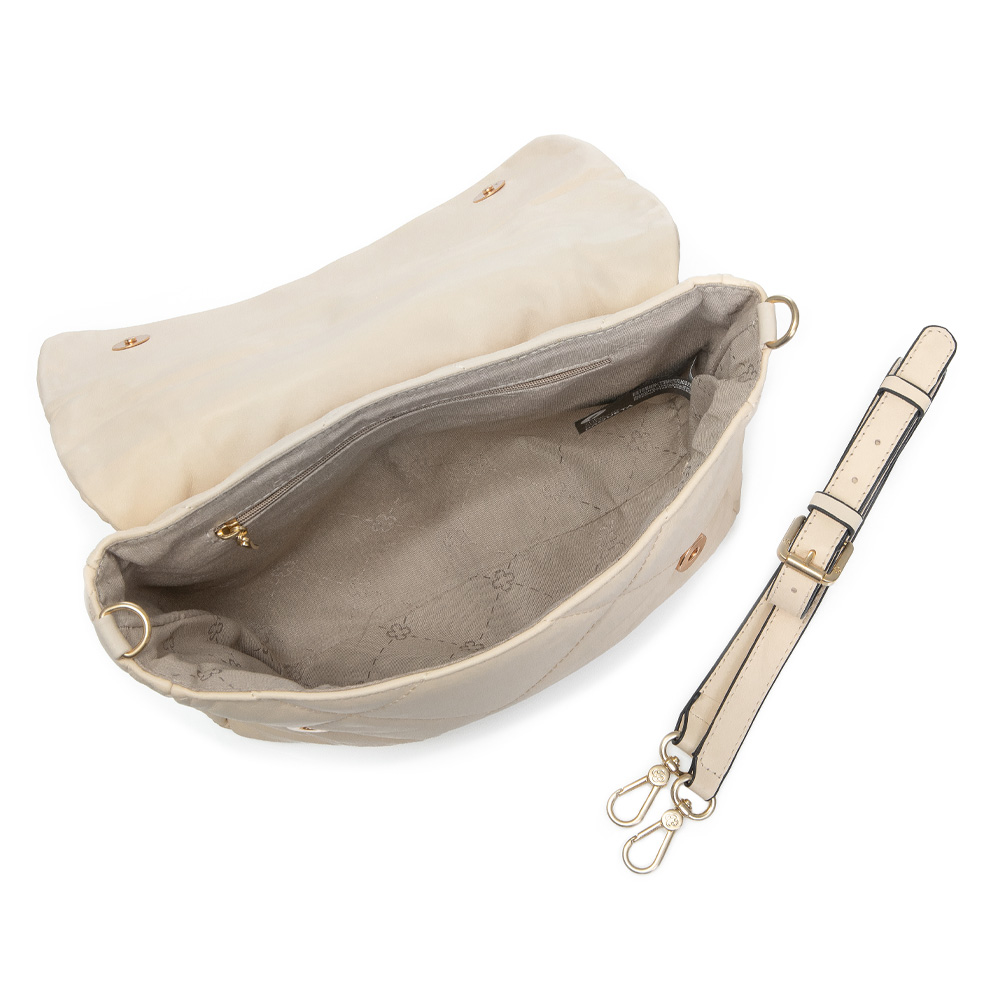 BOLSA BEGE COURO MATELASS&Ecirc; AL&Ccedil;A CORRENTE E TIRACOLO image number 4