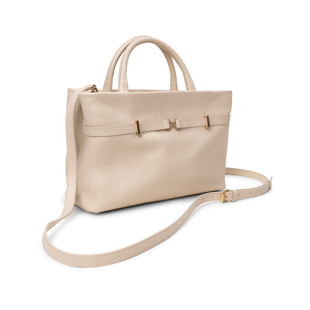 BOLSA TIRACOLO TOTE BEGE VANILLA DE COURO image number 3
