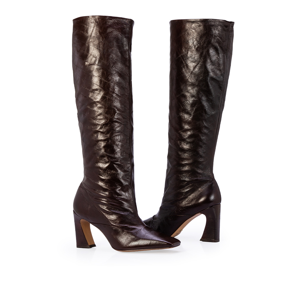 BOTA CANO LONGO MARROM DE COURO SLOUCH image number 4