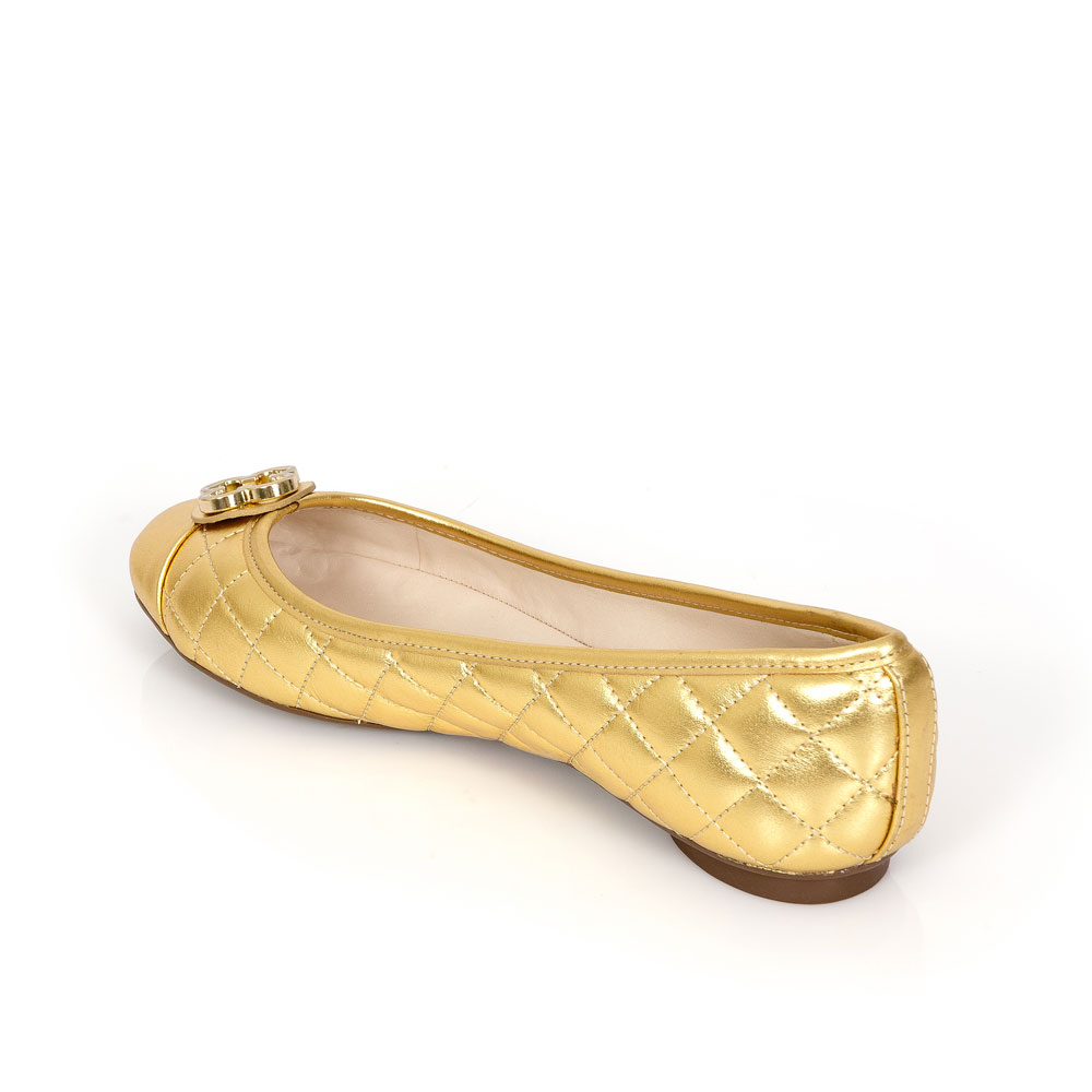 SAPATILHA CATHERINE COURO DOURADA METALIZADA MATELASS&Ecirc; image number 2