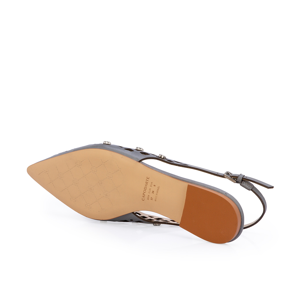 SAPATILHA SLINGBACK CINZA CARBONO DE COURO VAZADO image number 3