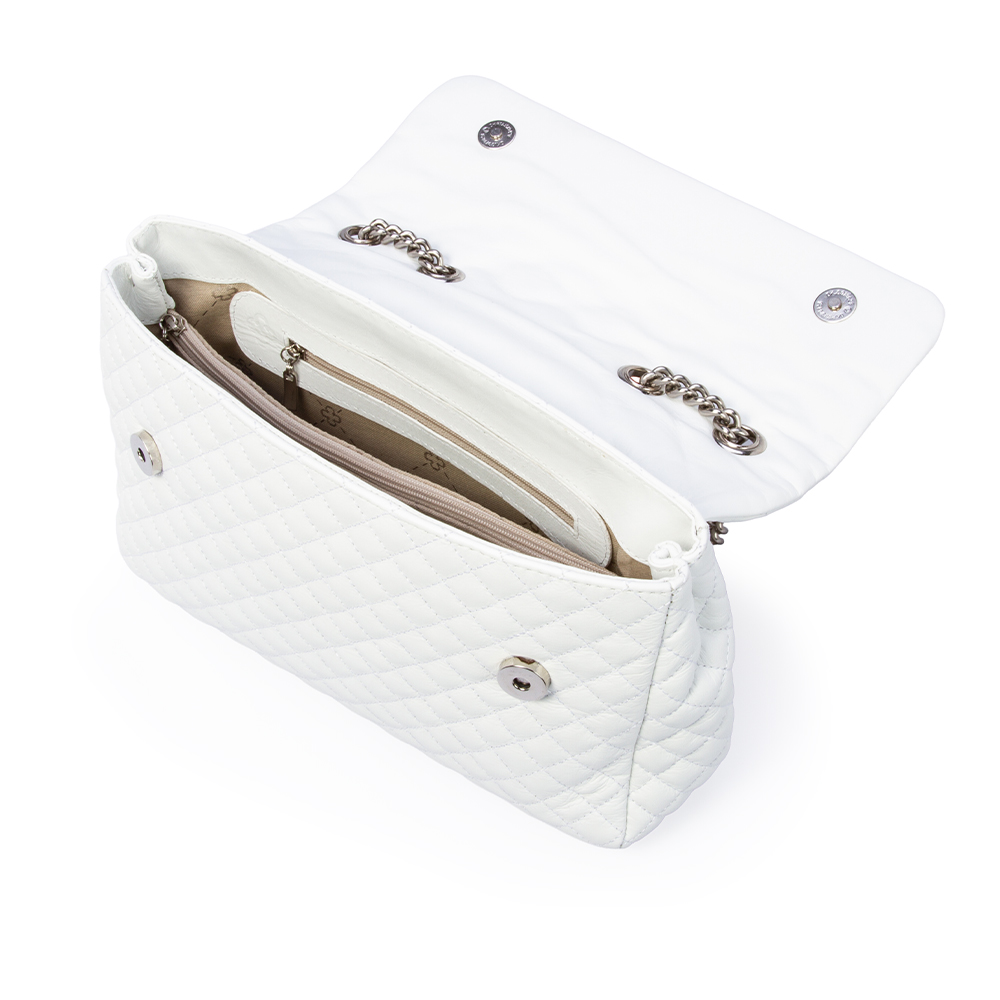 BOLSA BRANCA DE COURO MATELASS&Ecirc; SHOULDER BAG image number 4