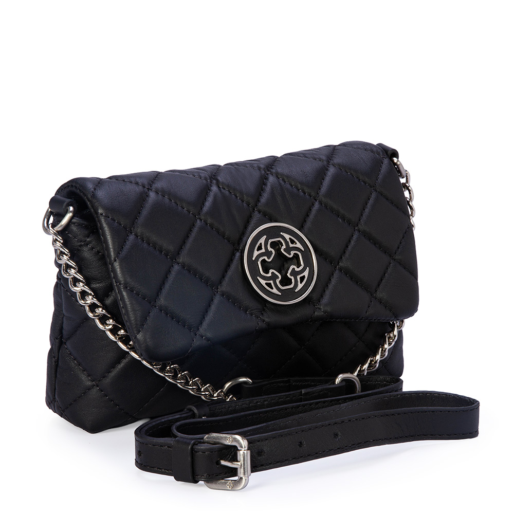 BOLSA PEQUENA PRETA DE COURO MATELASS&Ecirc; SHOULDER BAG image number 3