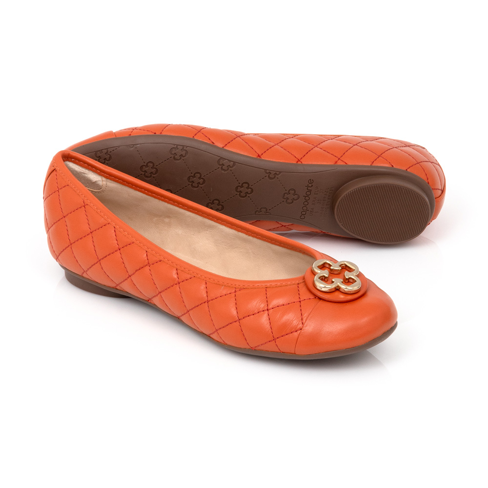 SAPATILHA CATHERINE VINTAGE DE COURO LARANJA MATELASS&Ecirc; image number 3