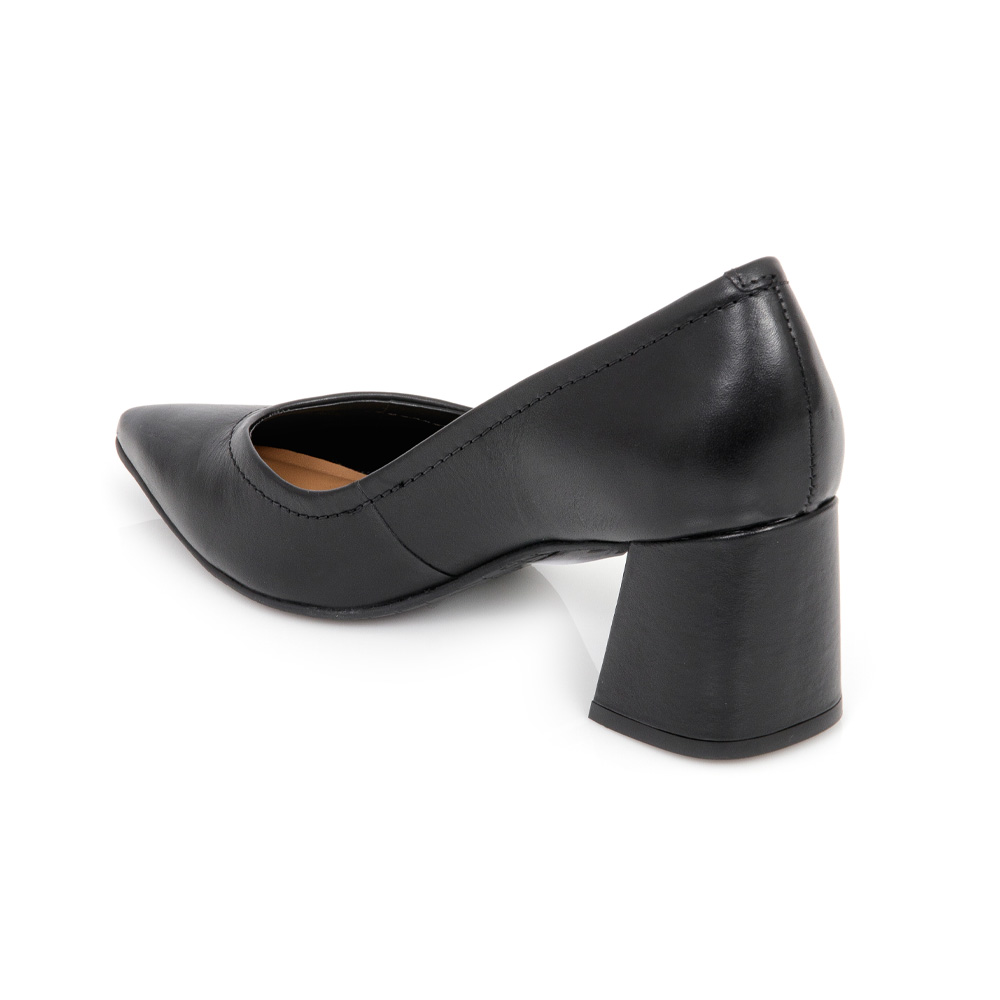 SCARPIN PRETO SALTO M&Eacute;DIO COURO image number 2
