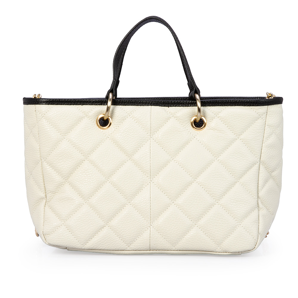 BOLSA TOTE PRETA E BRANCA DE COURO MATELASS&Ecirc; image number 2