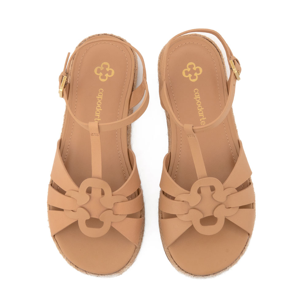 SANDÁLIA SALTO PLATAFORMA BEGE COURO image number 4