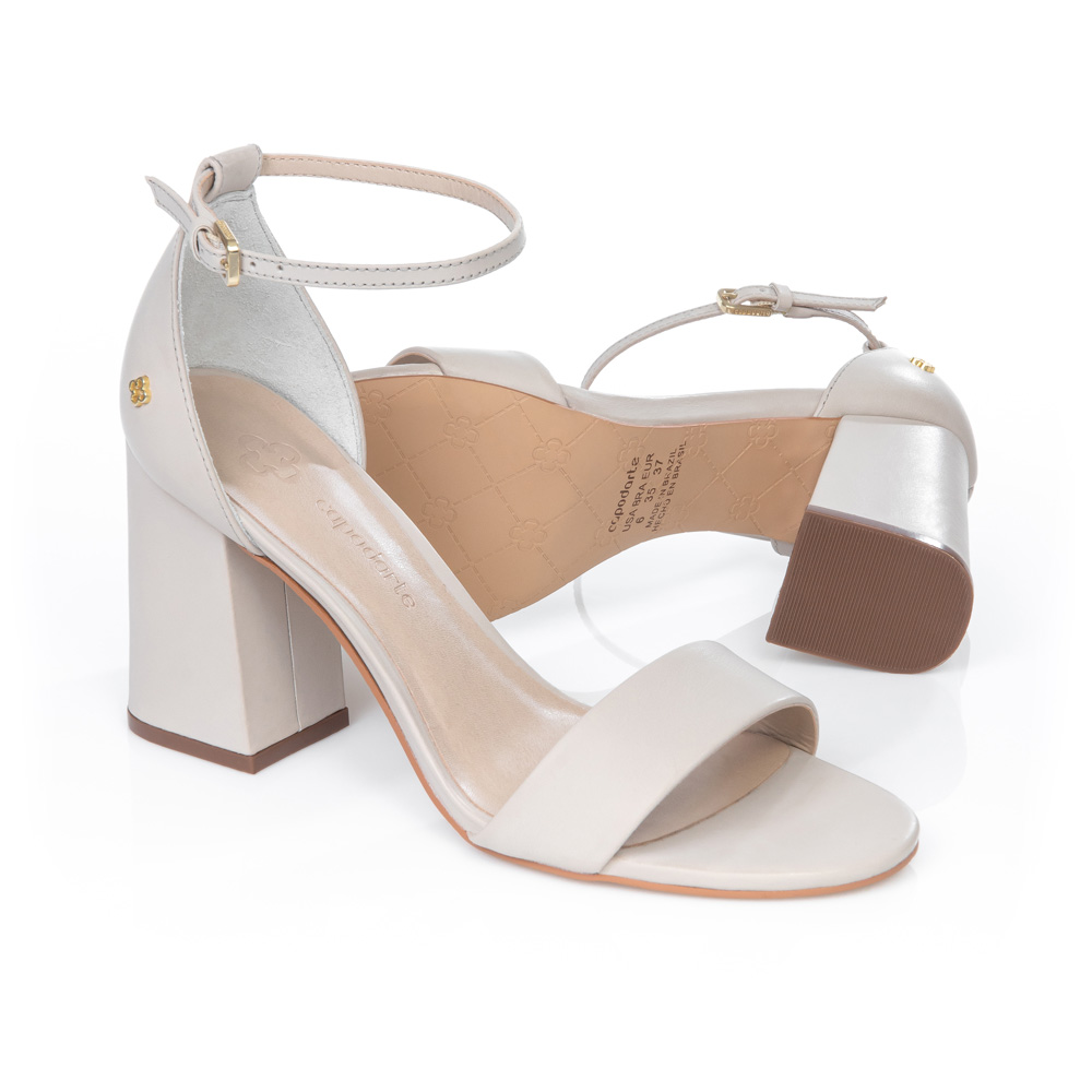 SAND&Aacute;LIA BEGE OSTRA SALTO ALTO DE COURO image number 3