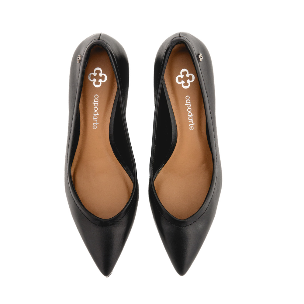 SCARPIN PRETO SALTO M&Eacute;DIO COURO image number 4