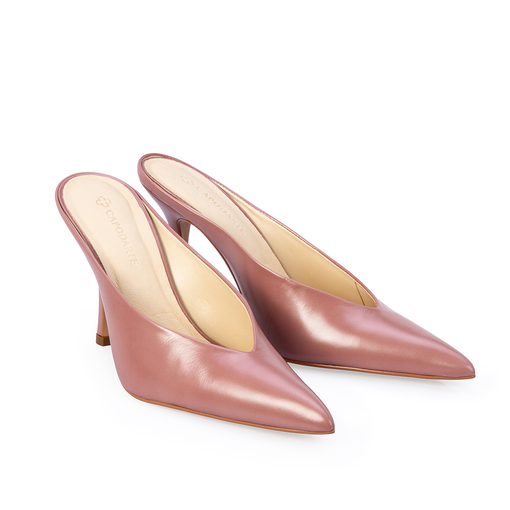 MULE SALTO ALTO ROSA MALVA DE COURO image number 1