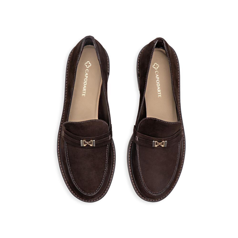 LOAFER MOCASSIM COURO NOBUCK MARROM image number 4