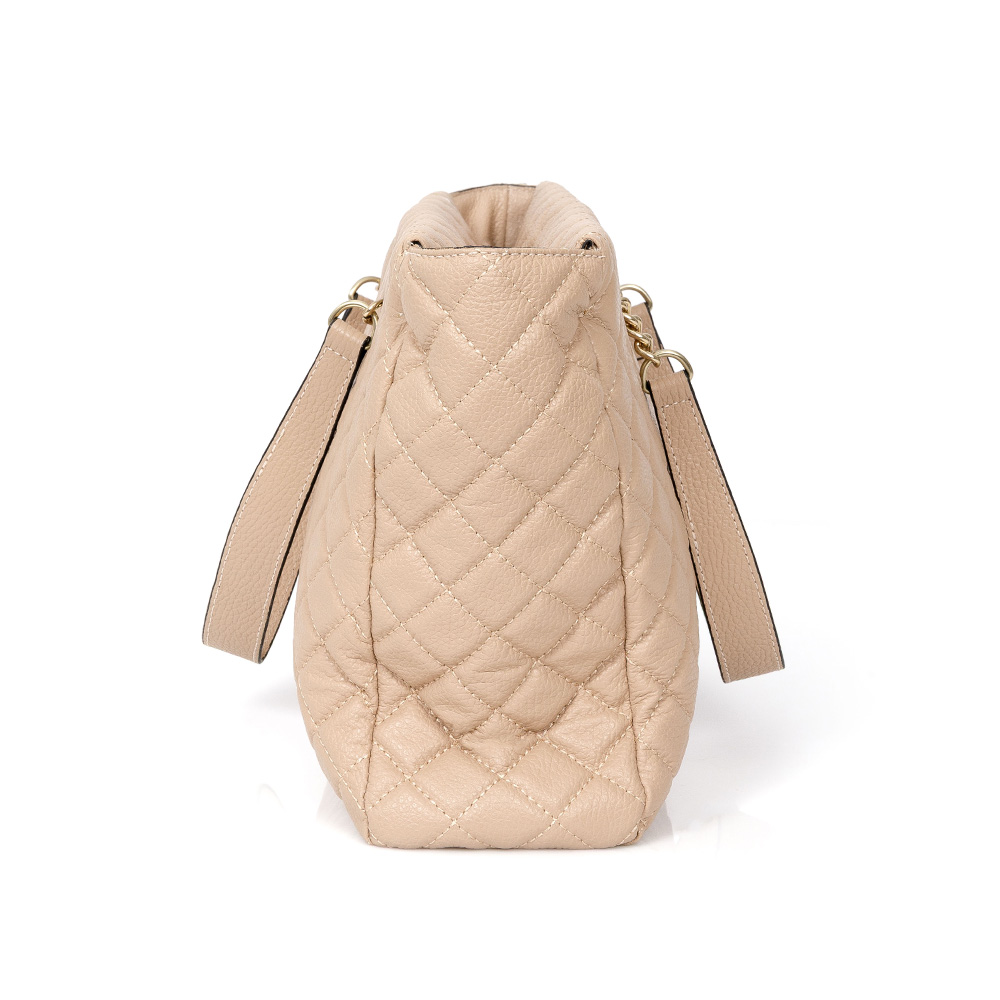 BOLSA HOBO NUDE SEDA DE COURO MATELASSÊ ALÇA CORRENTE DOURADA image number 2